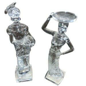 Figurine/Sculpture set of African woman in Arques Crystal Paris, France
